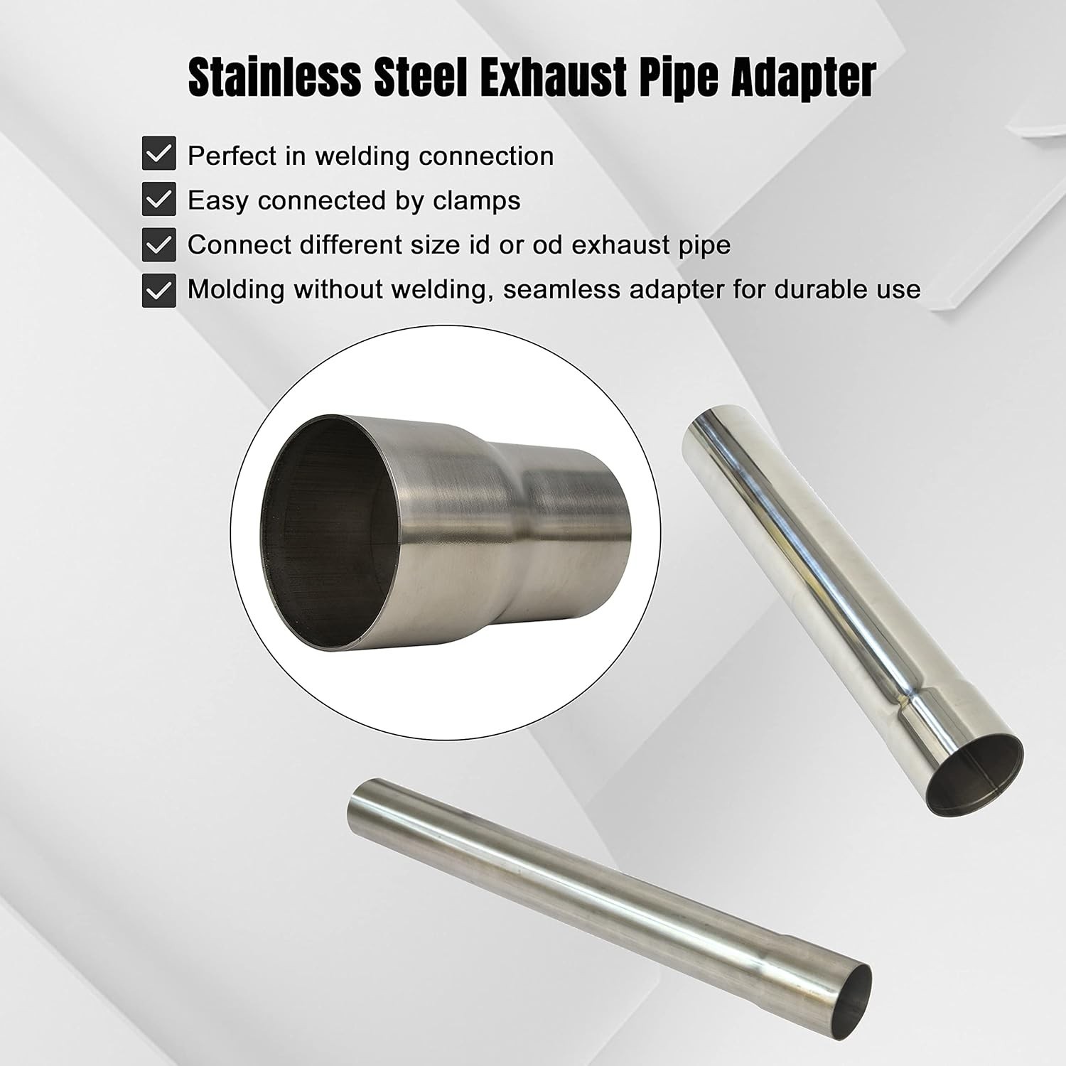 Stainless ID 2 inch to OD 2.5 inch Exhaust Adapter Reducer (2" ID to 2-1/2" O