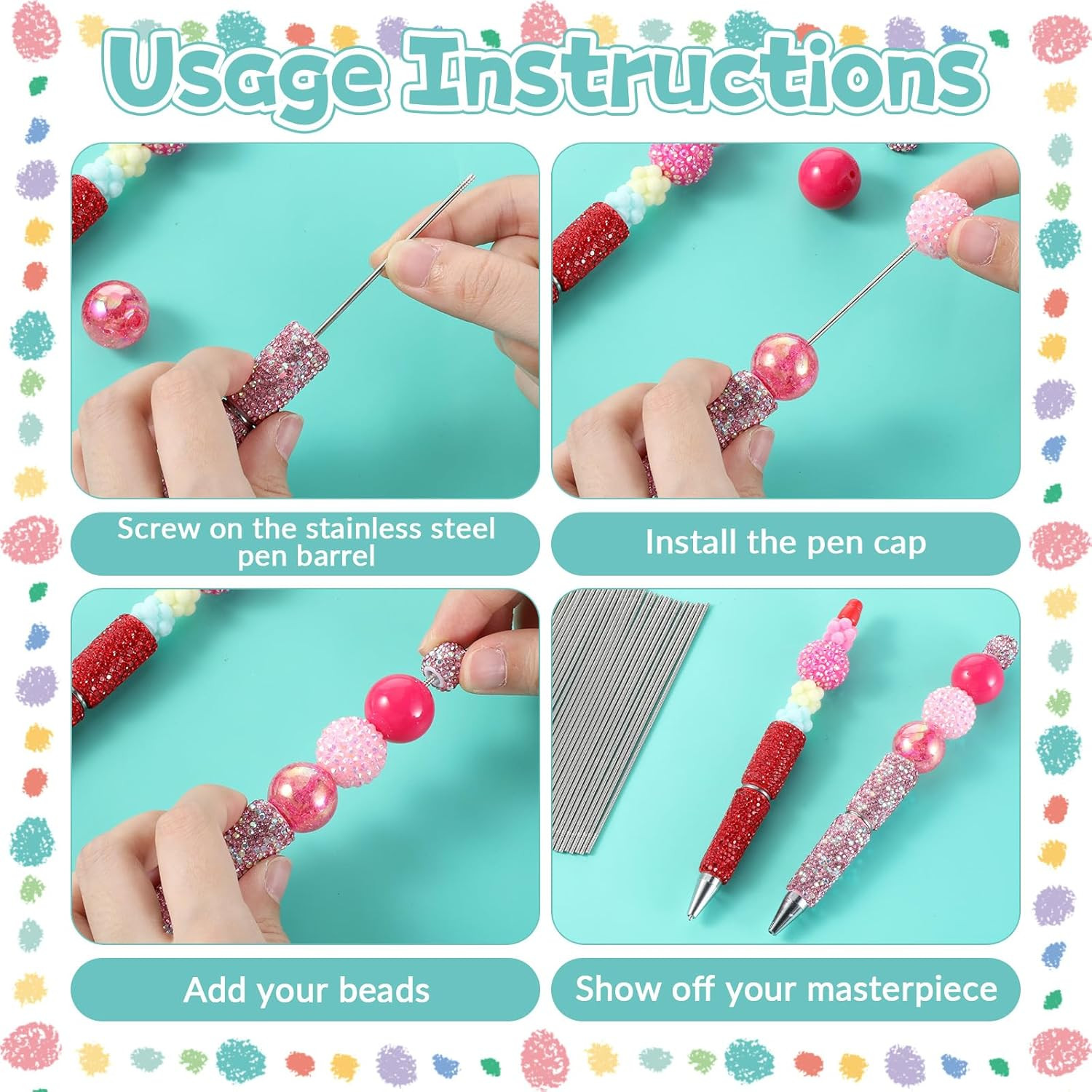 20 Stainless Steel Pen Extenders for Beadable Pens - 4.6 Inches