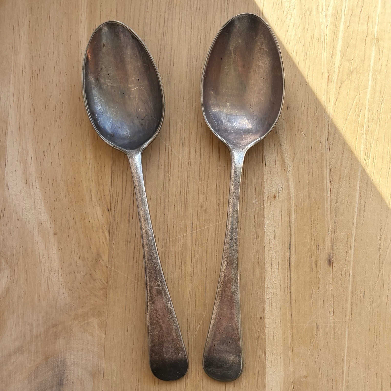 Vintage Sterling Silver Teaspoons Pair 1976 Birmingham Baker Bros 925 Hallmarked