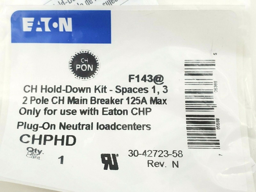 Eaton CHPHD Hold Down Main Breaker Retainer Kit For Two Pole Type CH Breakers