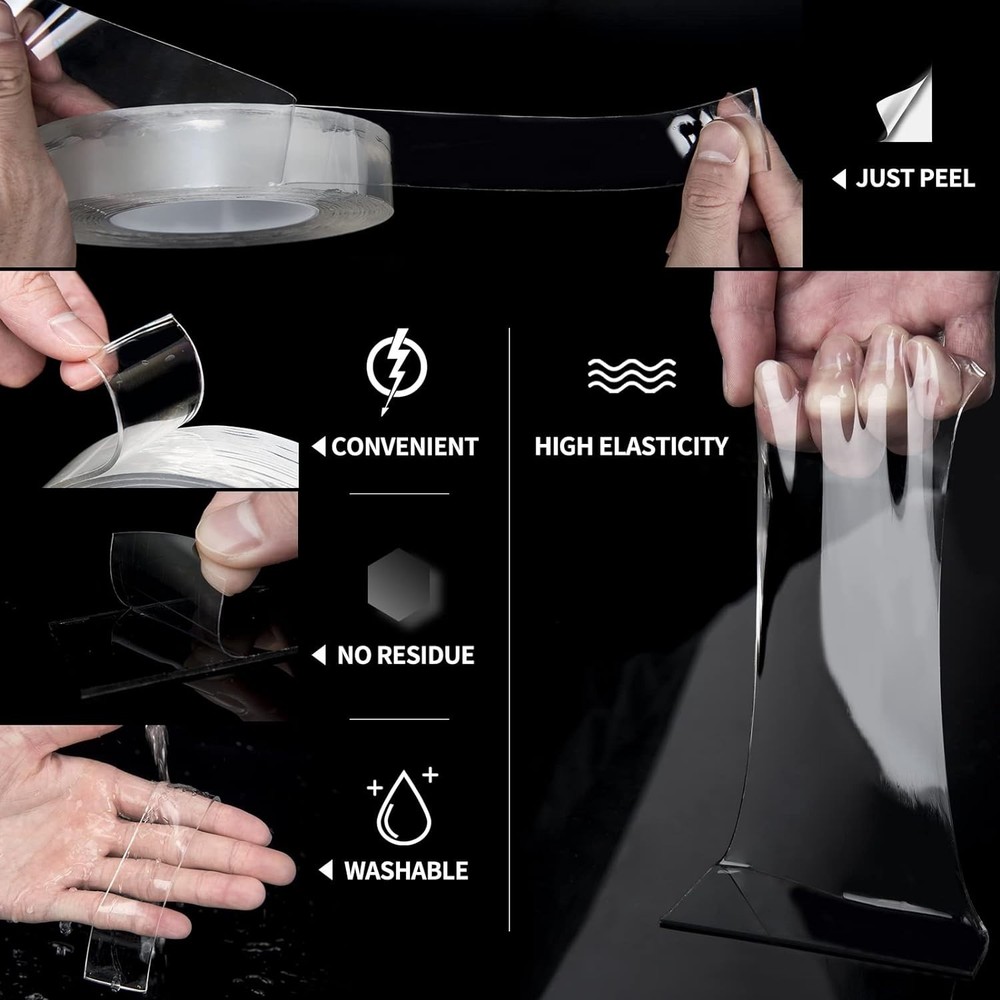 Crystal Clear Double-Sided Tape 10FT - Versatile & Lightweight Adhesive Solution