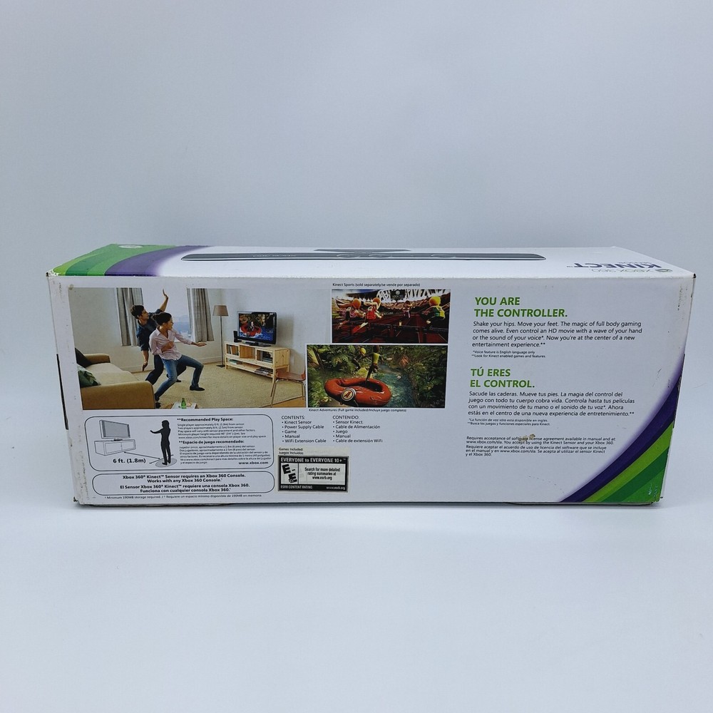 Xbox 360 Kinect Sensor Camera w/ Kinect Adventures and Cables in Box