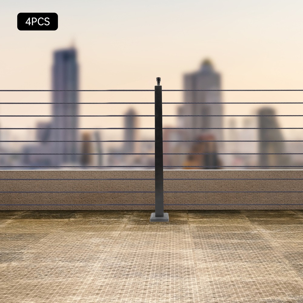 36"x2"x2" Stainless Steel Adjustable Black Level Line Post Cable Railing Post