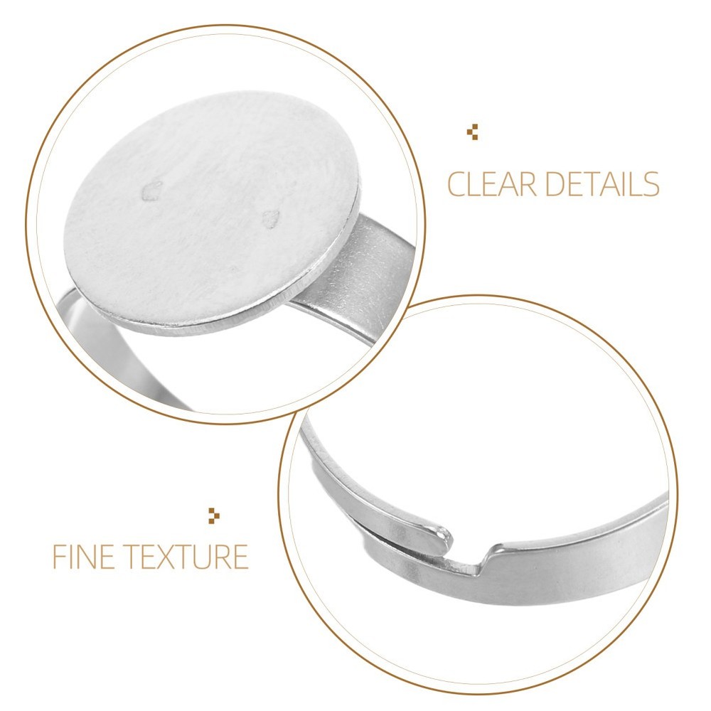 20Pcs 12mm Stainless Steel Ring Holder Adjustable Ring Tray (Silver) Ring Base