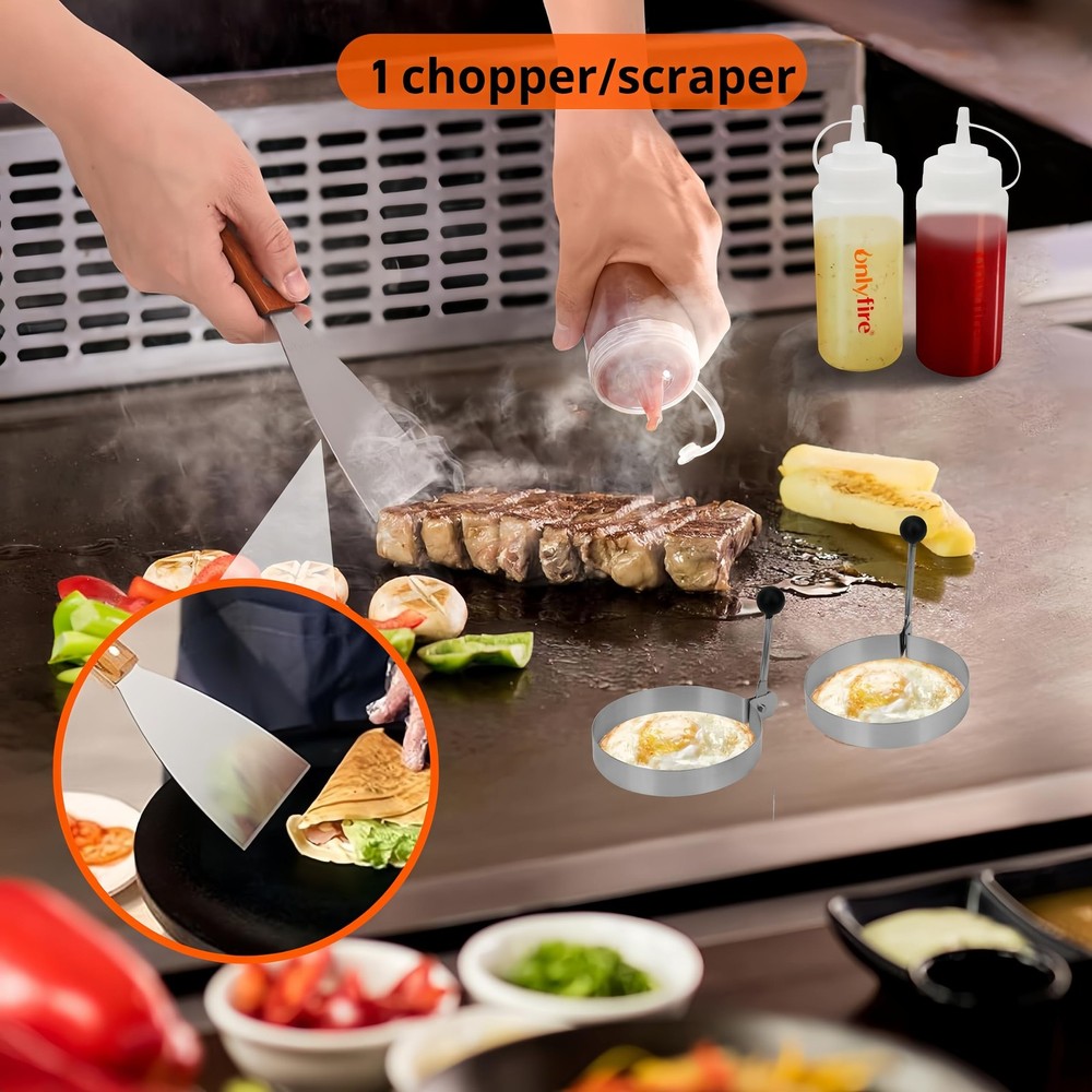 Onlyfire Griddle Accessories Kit, 9PCS Flat Top Grill 9pcs, silver