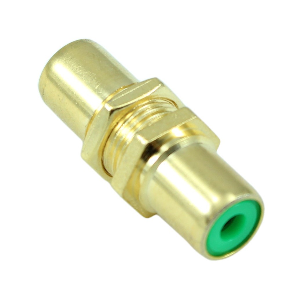 RCA Coupler or Panel Mount Connector Gold Plated Green