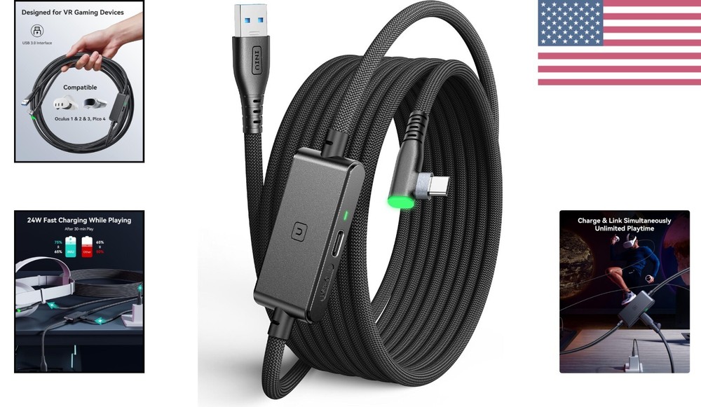 16ft USB 3.0 Link Cable for Oculus Quest 3/2/Pro - Fast Charging & Data Transfer