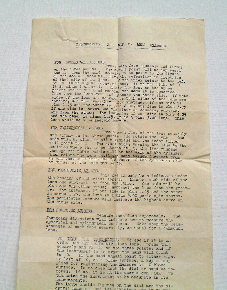 1930's Optical Eye Testing Lens Testing Literature & Emephera