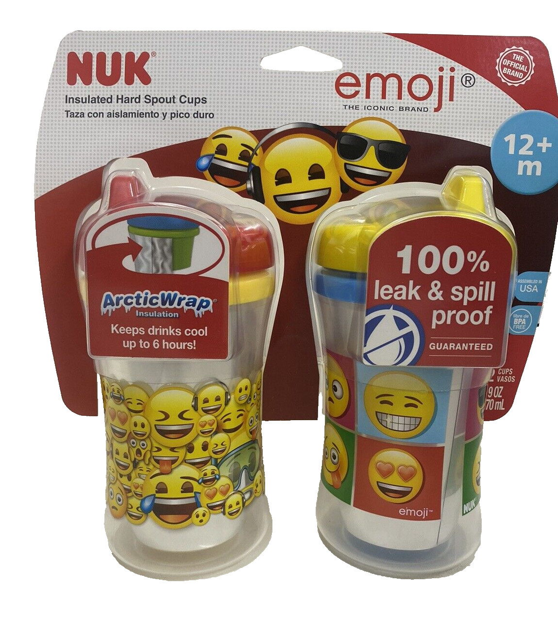 NUK 12+ Months Emoji Hard Spout 9 Ounce  2 Sippy Cups