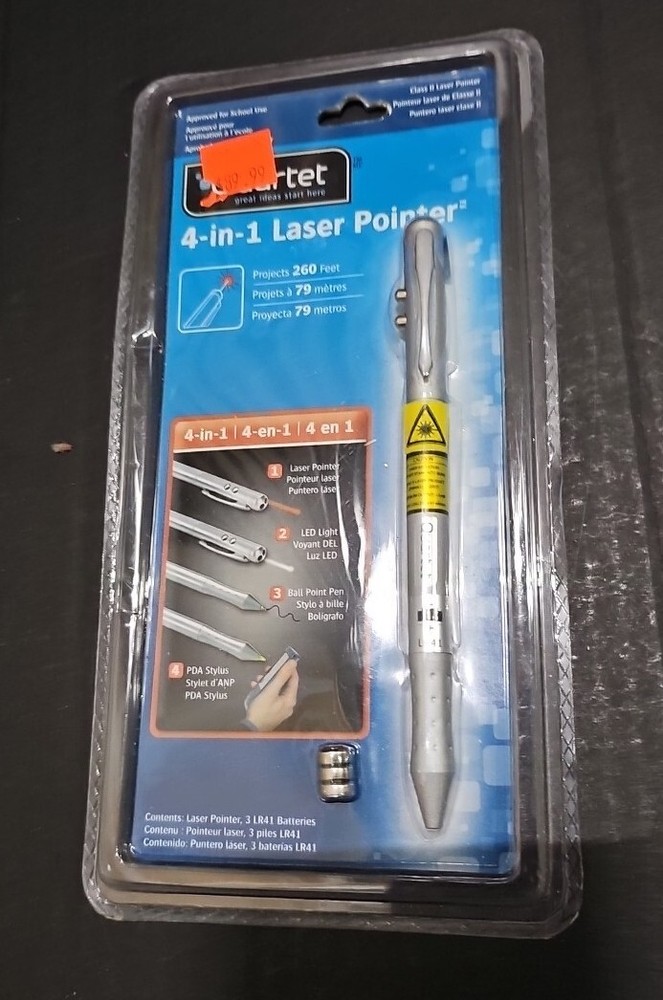 Quartet 4-in-1 Laser Pointer - Pointer, LED Light, Ball Point Pen, PDA Stylus