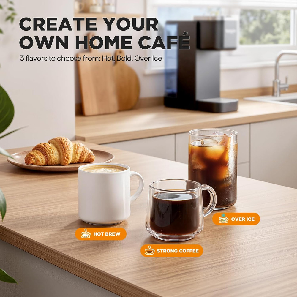 Single Serve Coffee Maker, Iced and Hot Coffee Machine for K Cup & Grounds, Comp