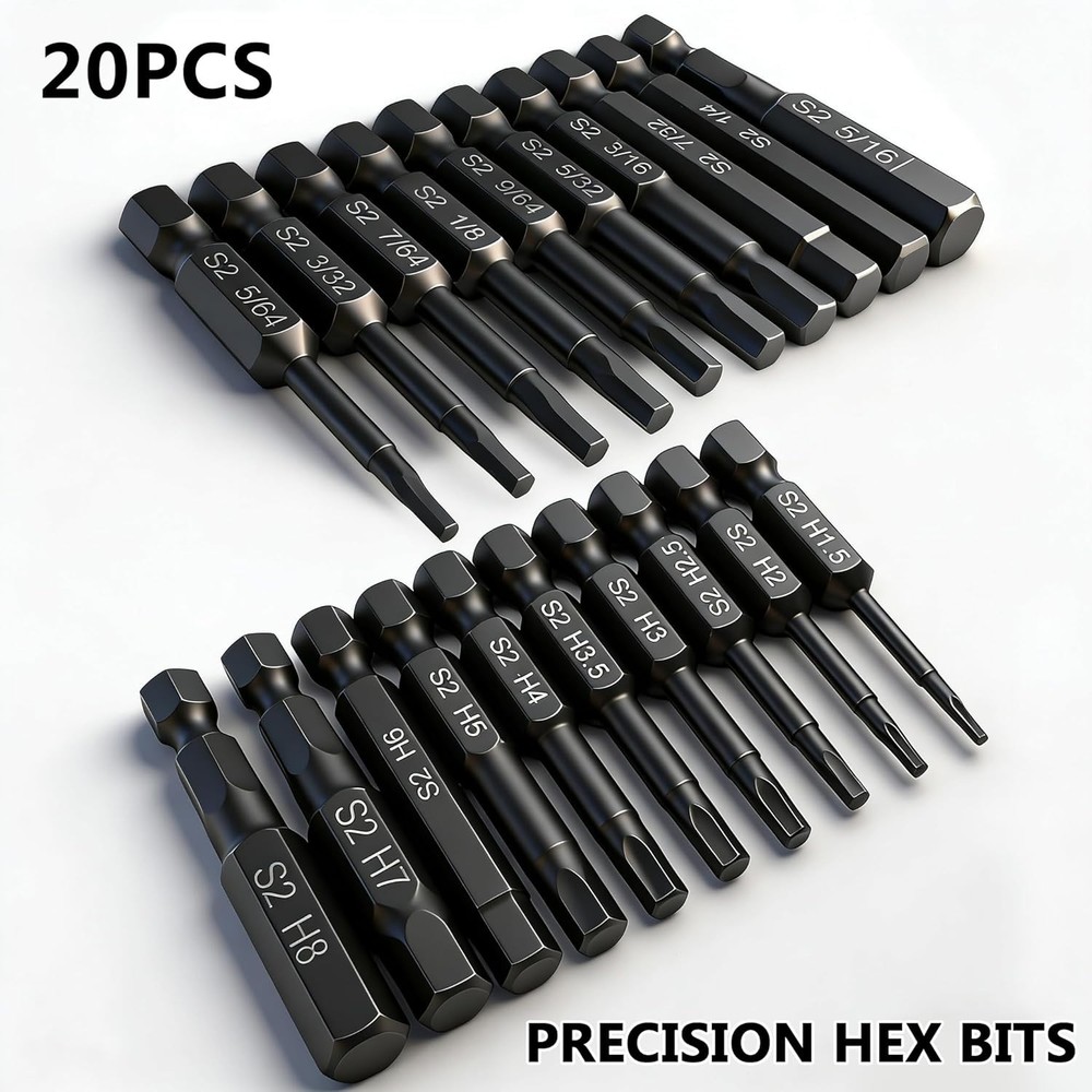 20PCS Allen Hex Drill Bit Set Metric SAE 1/4 Quick Release Magnetic Bit IKEATool