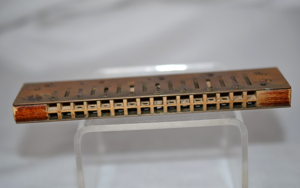 Antique Brass & Wood Harmonica - OLD