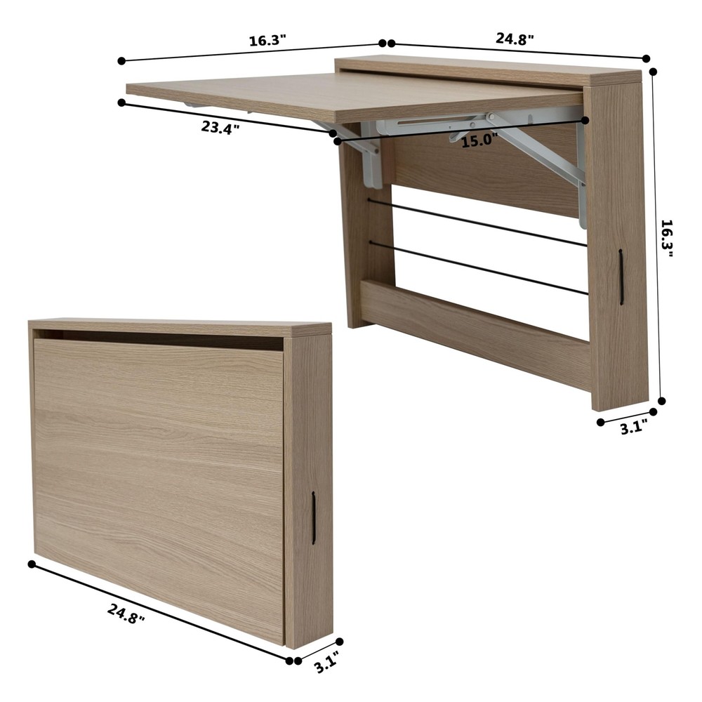 Wall Mounted Folding Table, Floating Wall Desk Fold Down for Small Spaces, Wa...