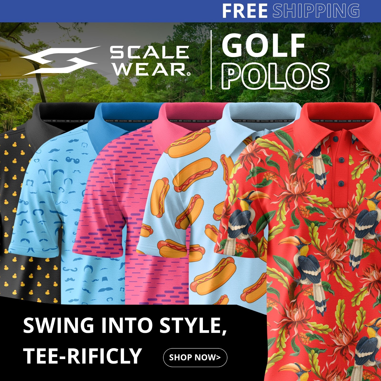 Funny Golf Polo Shirts Men UPF Dry Fit Performance Moisture Wicking Hawaii Beach