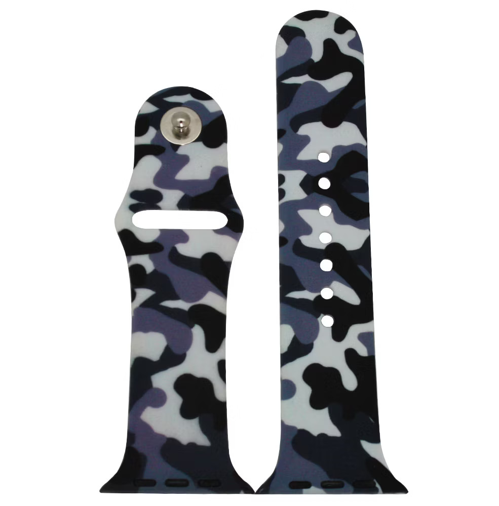 Grey Camo 2 Pack Printed and Solid Apple Watch Band 38MM
