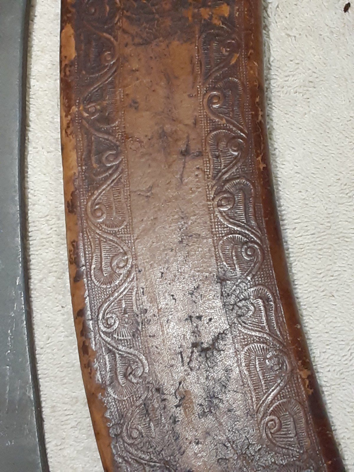 Vtg WWI Military 20" Collins 1005 Bolo Machete Knife W Leather Sheath