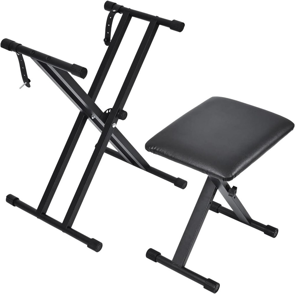 Double-X Keyboard Stand and Bench Set tipatyard w/ Locking Straps Adjustable