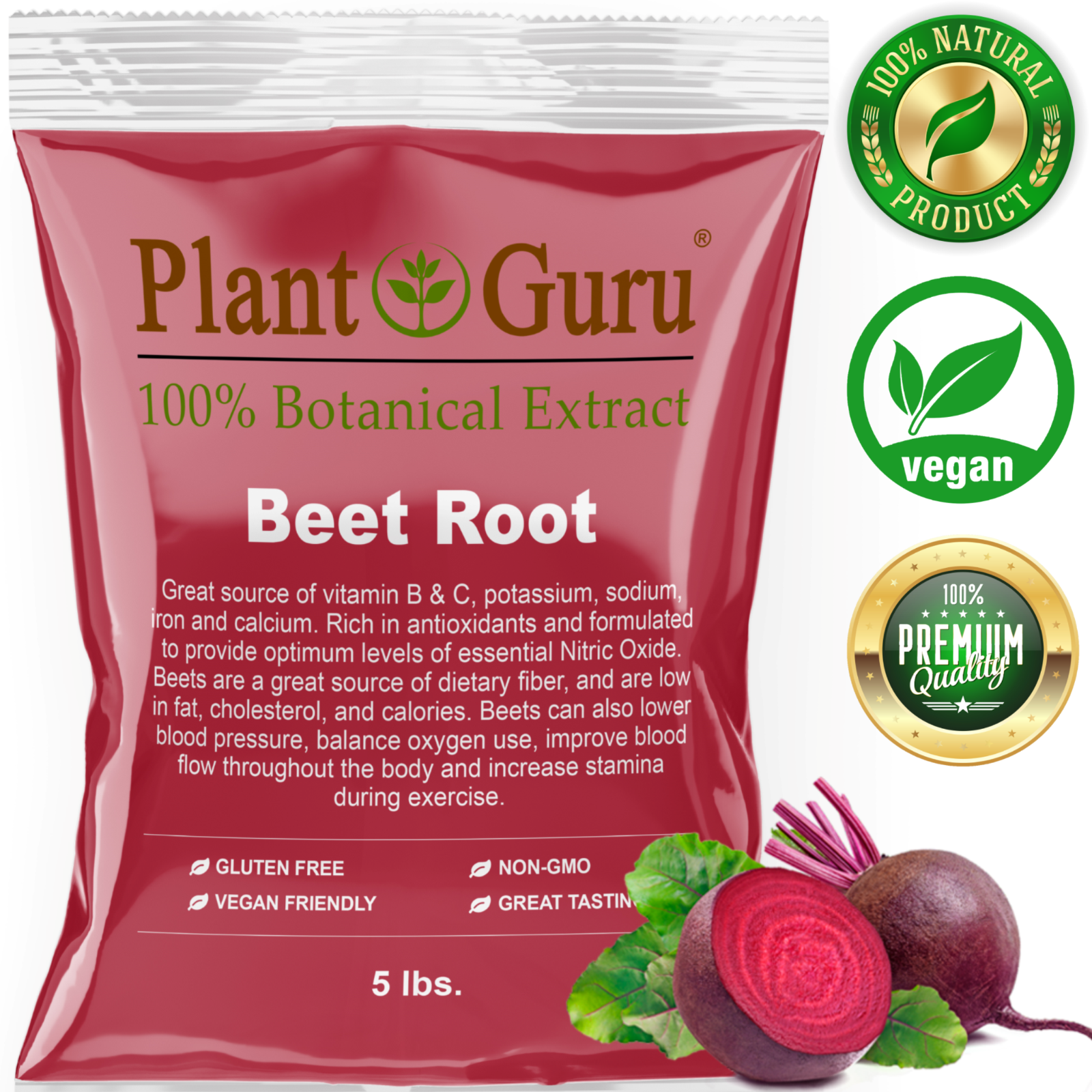 Red Beet Root Powder Beta Vulgaris Non-GMO Nitric Oxide Extract Super Food Juice