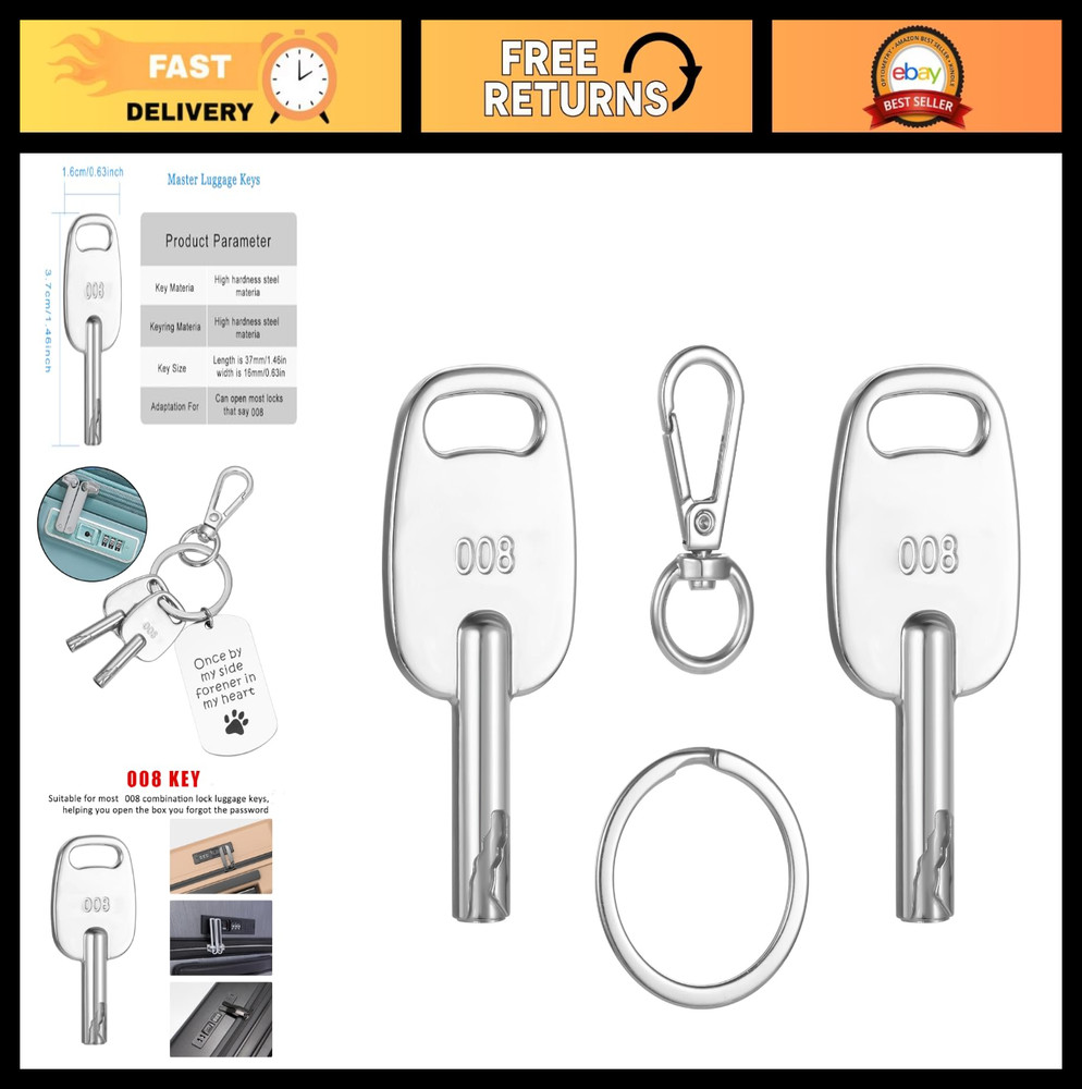 2PCS Master Luggage Key for 008 Combination Lock - Suitcase Lock Replacement