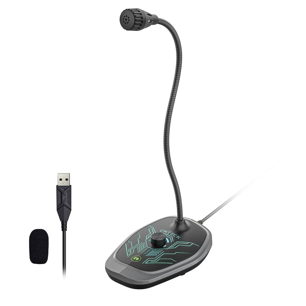 USB Computer Microphone, Microphone for pc with RGB Light, Mute Function, Noi...