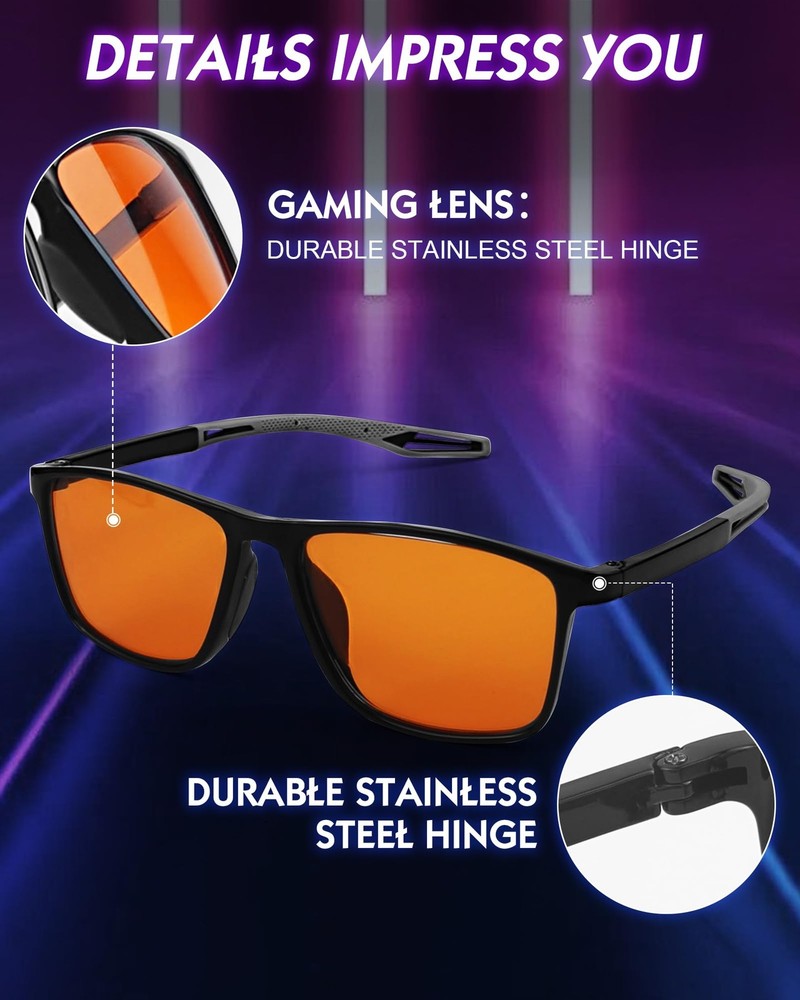 HMTIY Blue Light Blocking Glasses Gaming- Filtering Computer Medium, Black