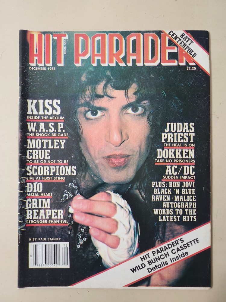 KISS Paul Stanley Hit Parader Vintage December 1985 Motley Crue Dio Iron Maiden