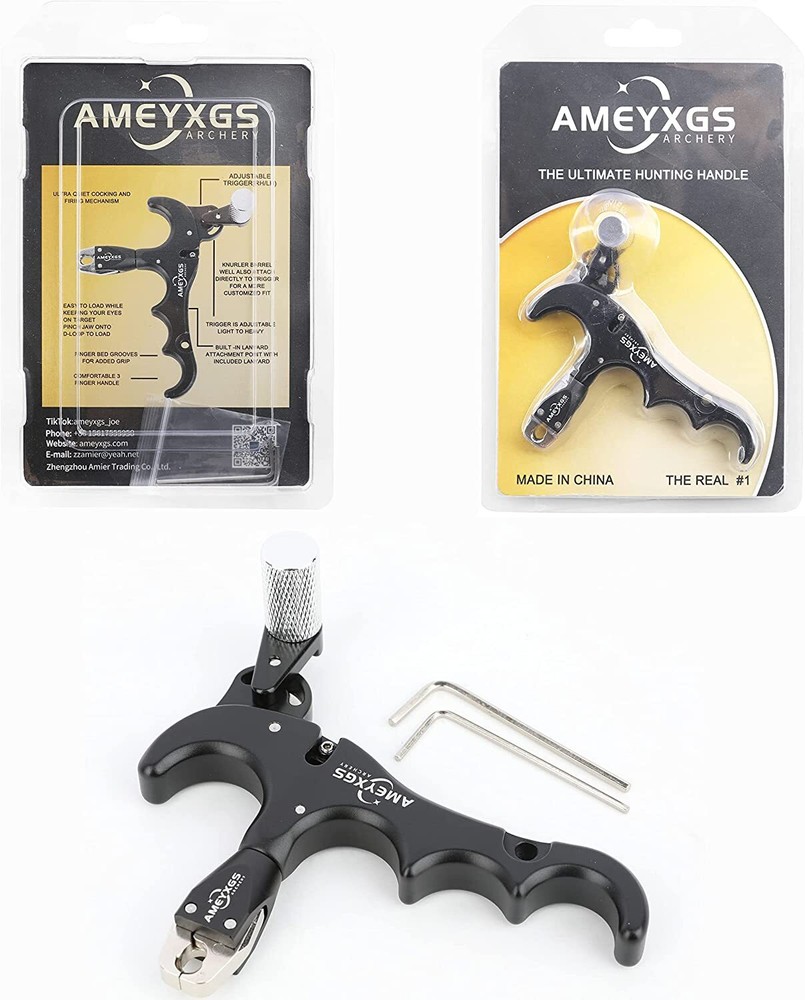 Compound Bow Release Aids 4 Finger Thumb Trigger Metal D Loop Archery Shooting