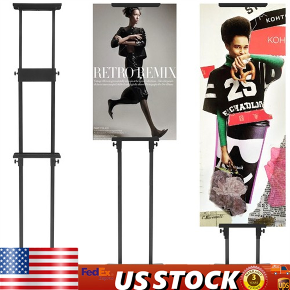 71" Adjustable Double-sided Poster Floor Stand Sign Holder Display Rack Black US