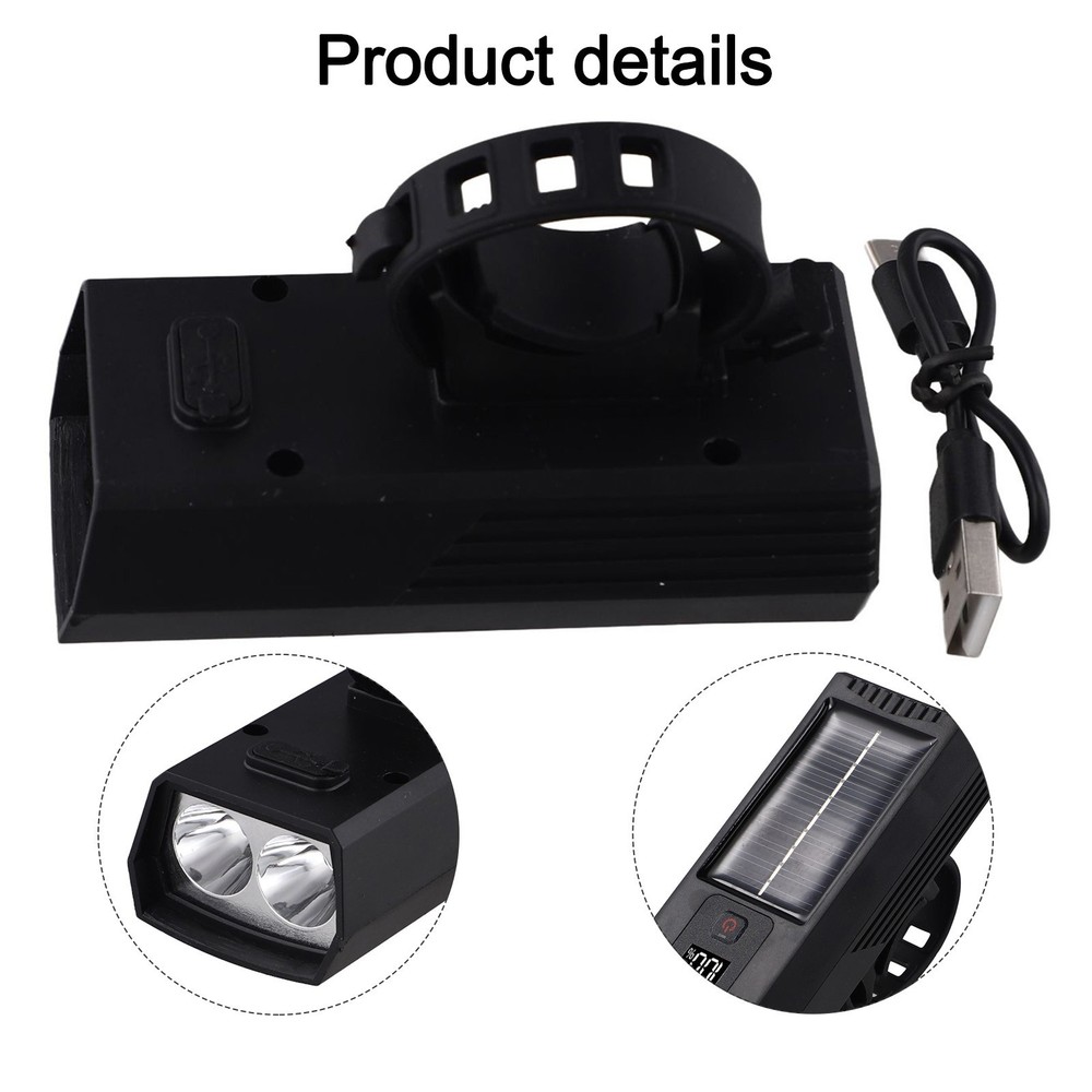 Multi Functional LED Bicycle Headlight with Solar and USB Charging Capabilities
