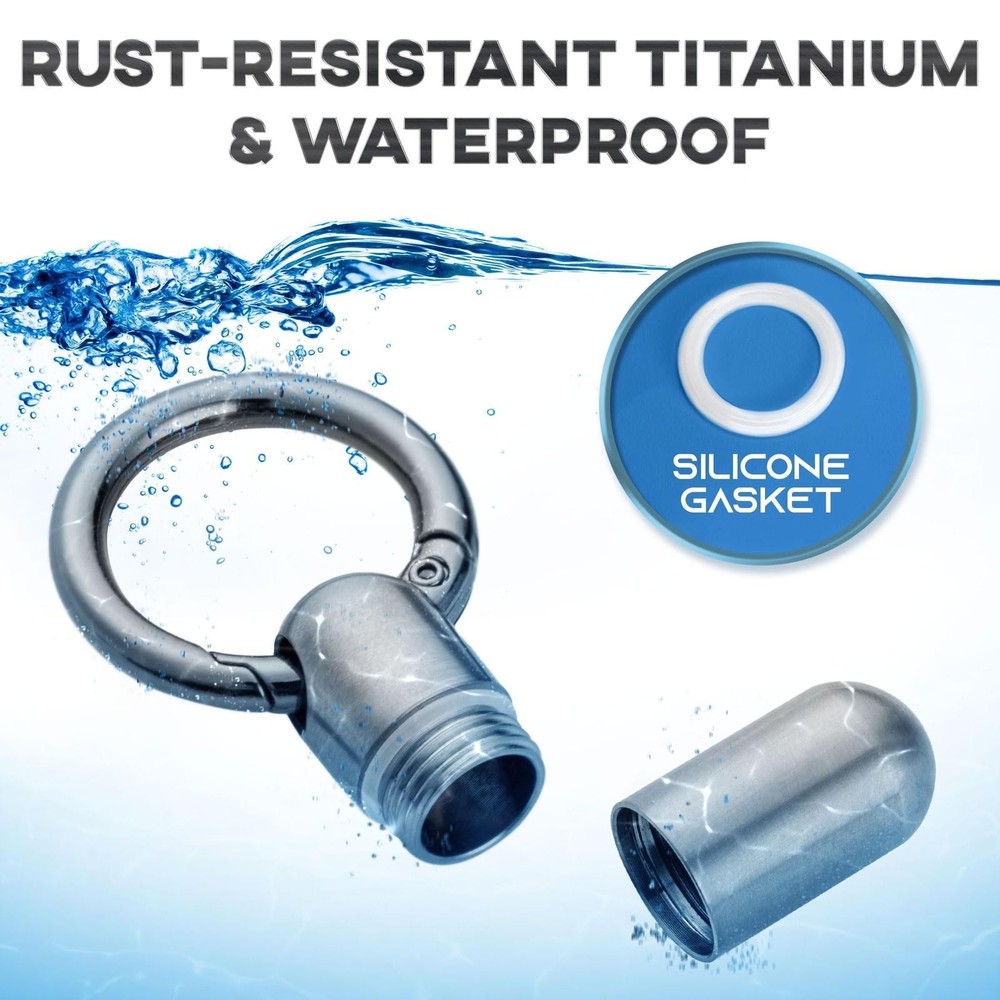Titanium Keychain Pill Holder, Small Waterproof Pill Case Container W/convenient