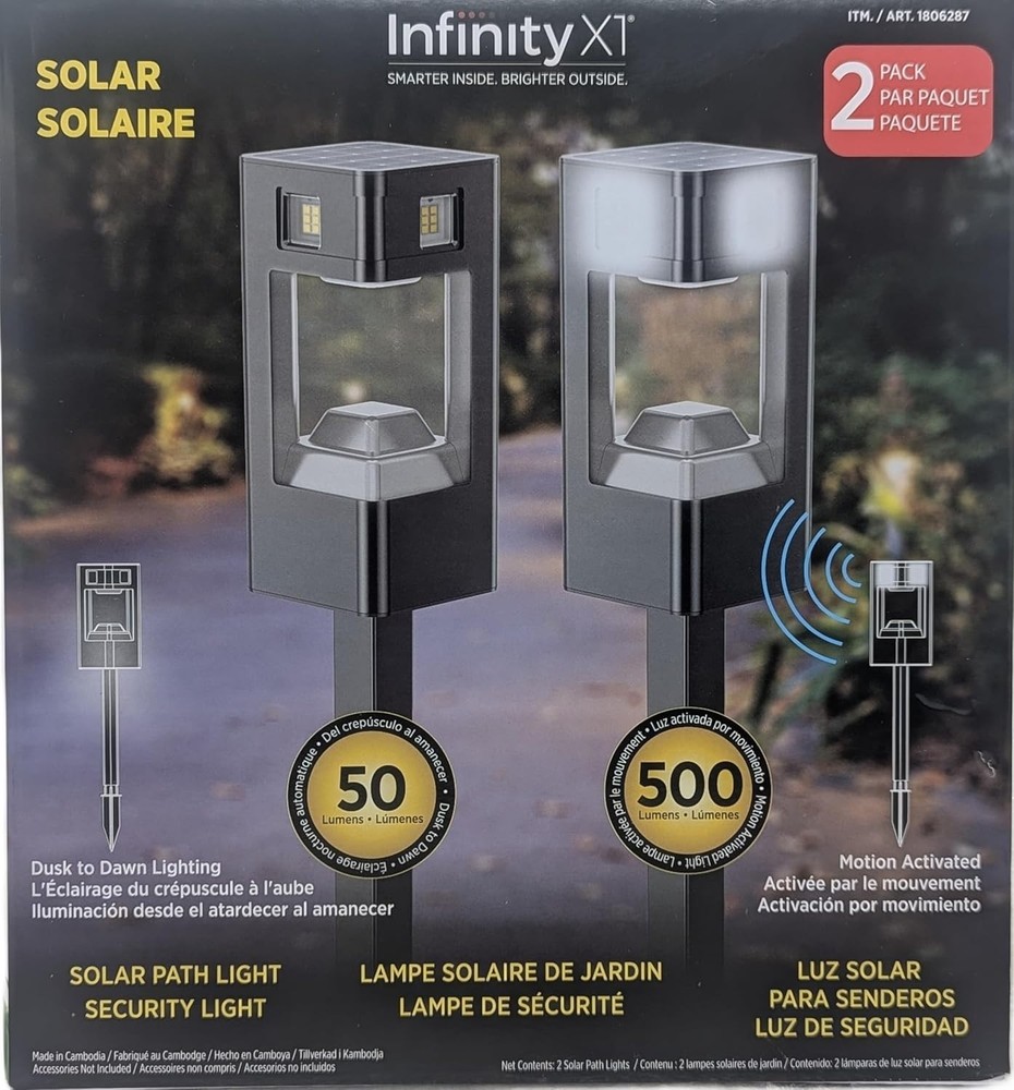 Solar Motion Path Light 500 lumens Easy Install Infinity X1 Weatherproof