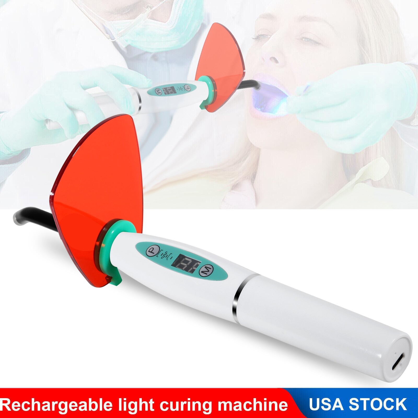 Dental Wireless Cordless LED Cure Curing Light Lamp 2000mw 5W Tool Resin Cure US