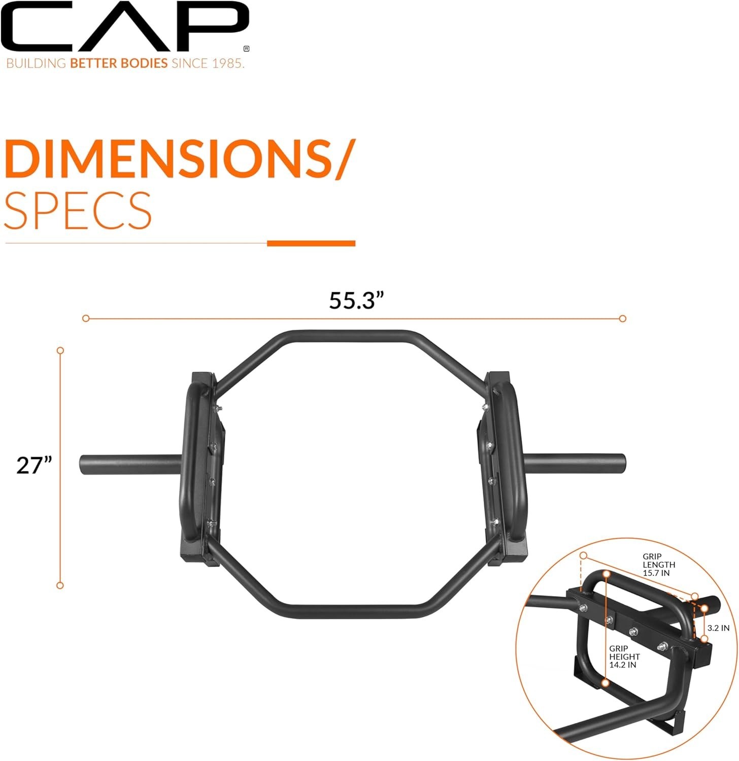 CAP Barbell Olympic Trap Bar and Shrug Bar for Deadlifts