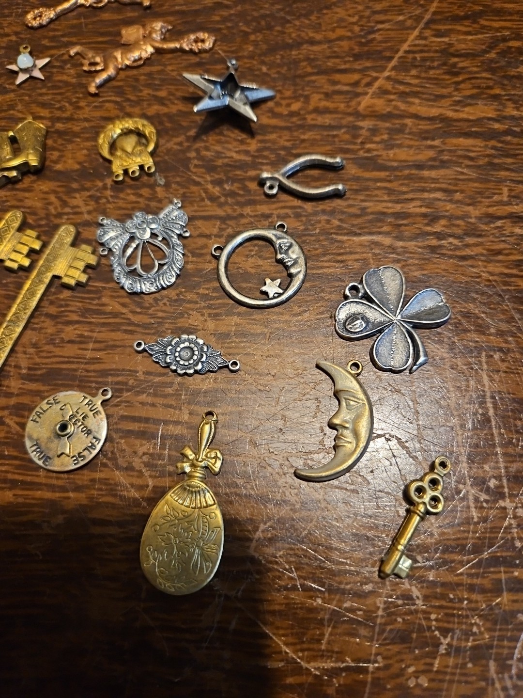Lot Of 50 Mixed Parts Pcs France Vintage 60s Brass Stampings Findings Jewelry
