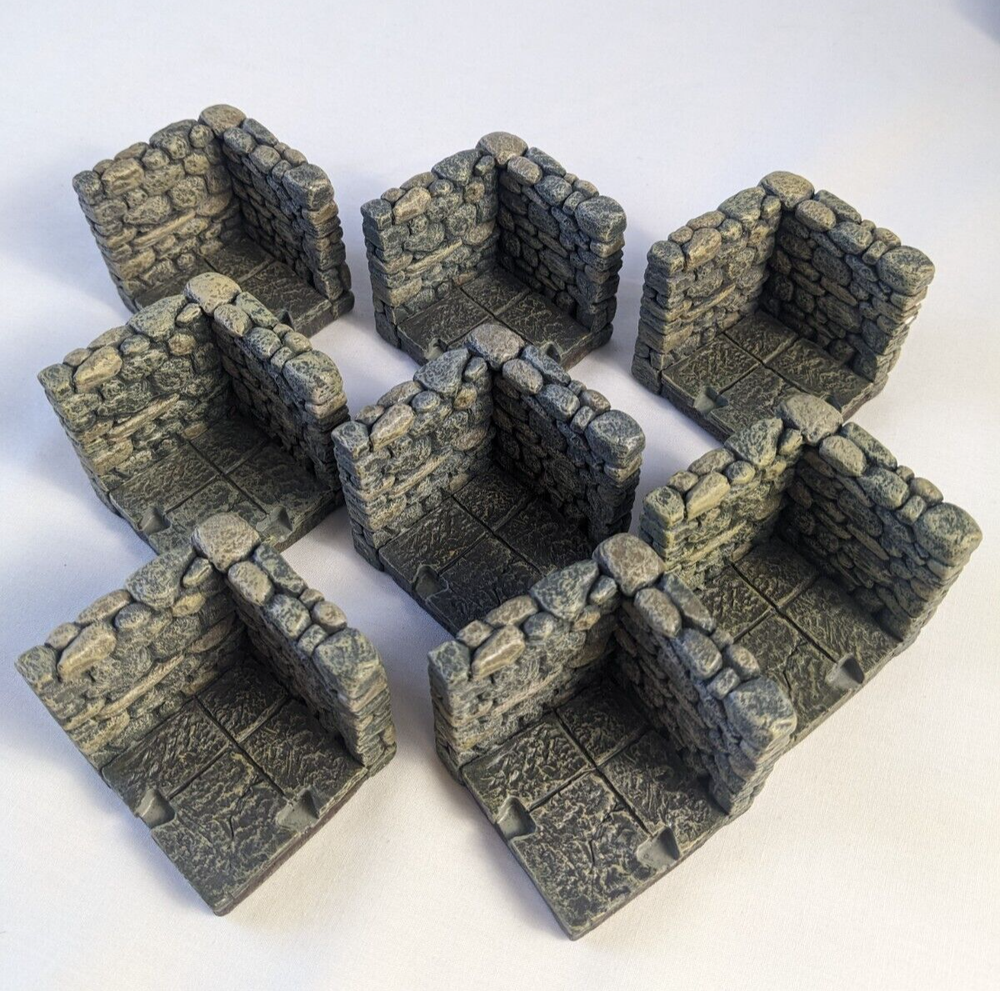 DWARVEN FORGE DUNGEON Corner Wall x8 PAINTED VG/EX Condition