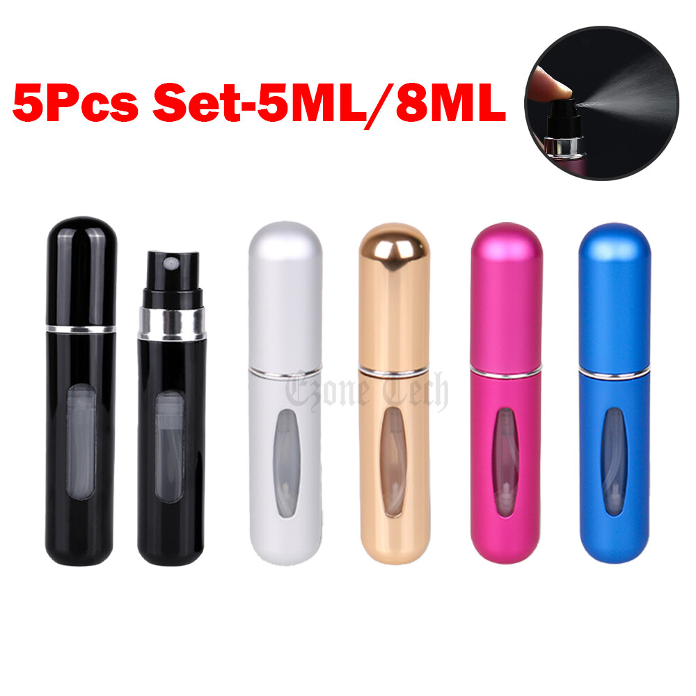 5 PCS Mini Travel Perfume Atomizer Bottle Portable Spray Pump Case Refillable
