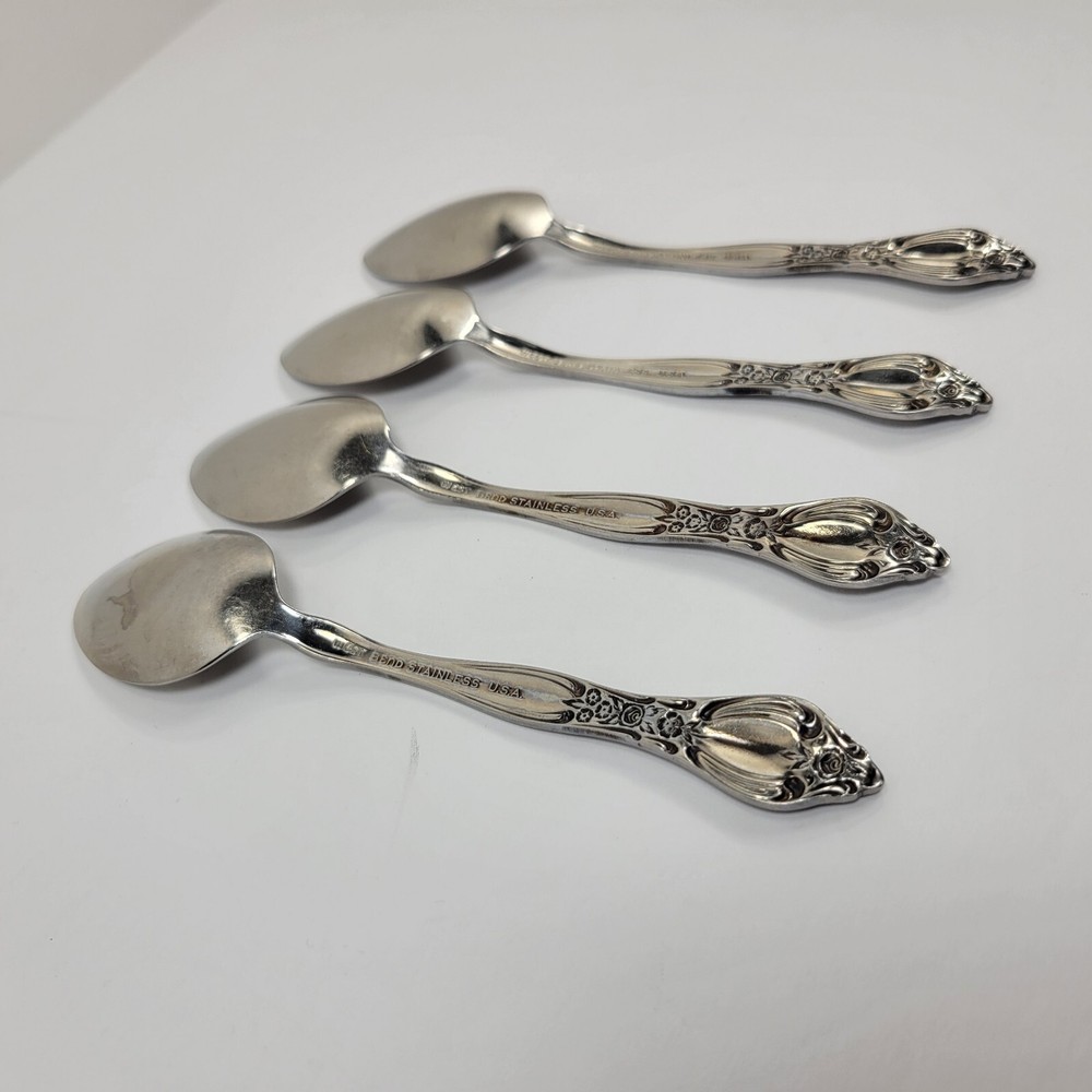 4 Teaspoons Oneida West Bend AFFECTION Pattern Stainless USA Glossy Flatware
