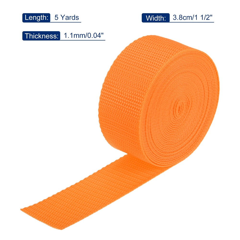 Lightweight Polypropylene Webbing Strap 3.8cm 5 Yard Light Orange