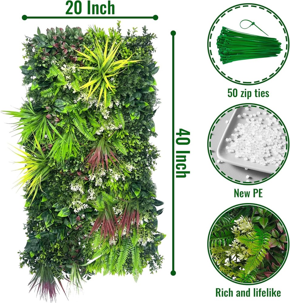 Panel Seto Artificial 40x20in UV Verde