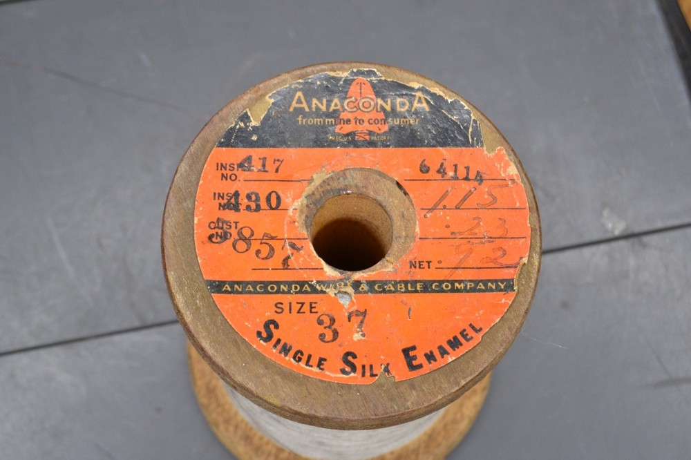 2 Vintage Anaconda Silk Enamel .23 Gauge Cloth Covered Solid Wire Partial Spool