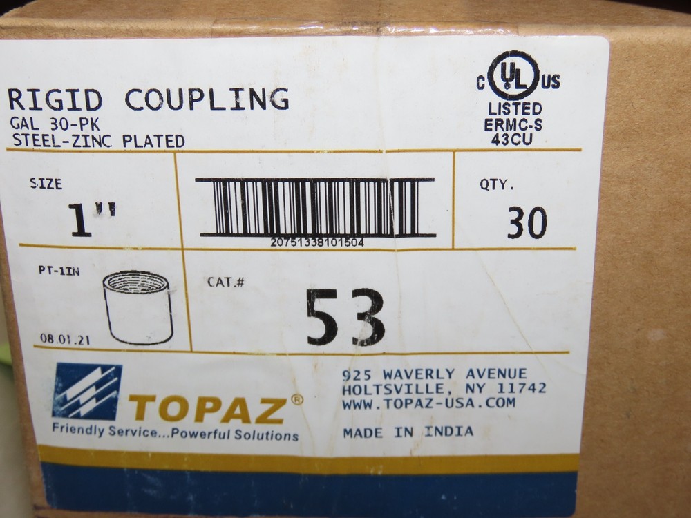TOPAZ RIGID COUPLING 1" #53 QTY 30