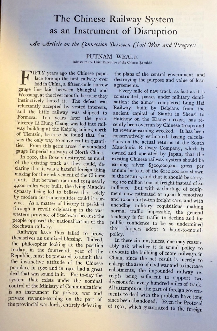 1916 Chinese Railway System illustrated