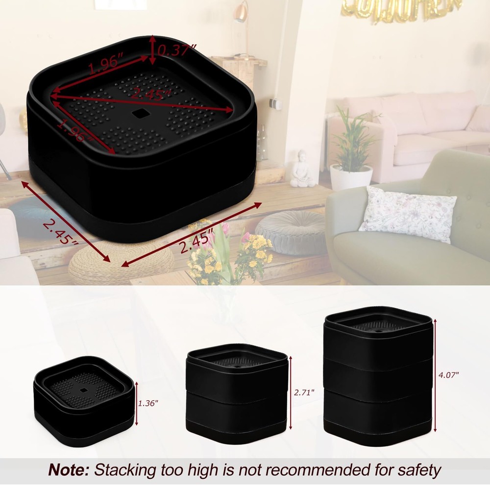 12 Pack Furniture Risers Adjustable Bed Risers Heavy Duty Stackable Bed Raise...