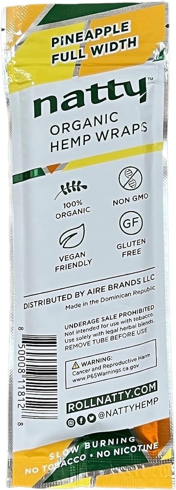 Natty Full Width Wraps 15 Packs Per Box 4 Wraps Per Pack (Pineapple)