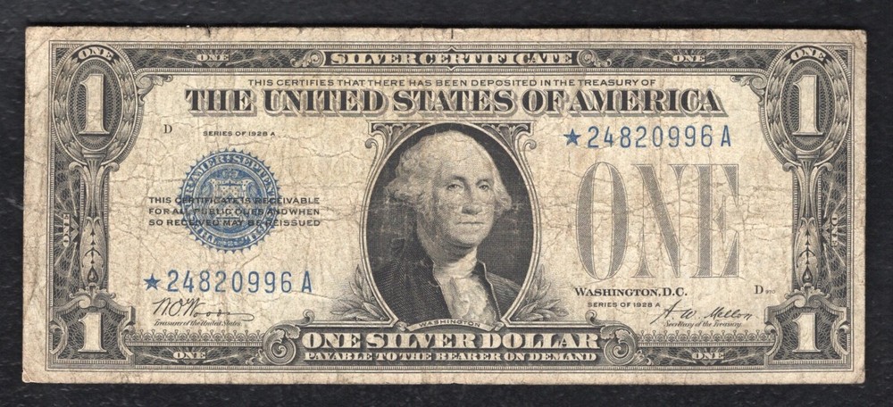 FR. 1601* 1928-A $1 ONE DOLLAR *STAR* “FUNNYBACK” SILVER CERTIFICATE NOTE (B)