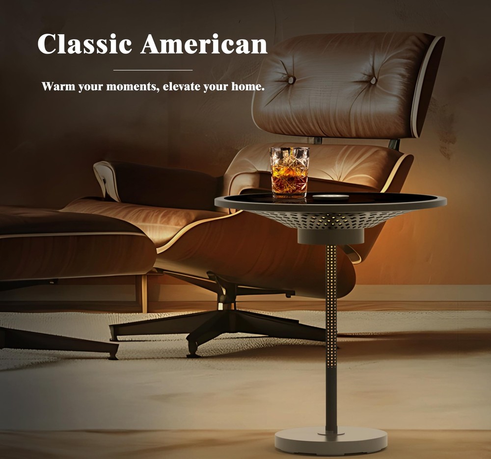 End Table, Side Table with Ambient Light and Wireless Charging, Nightstand, S...