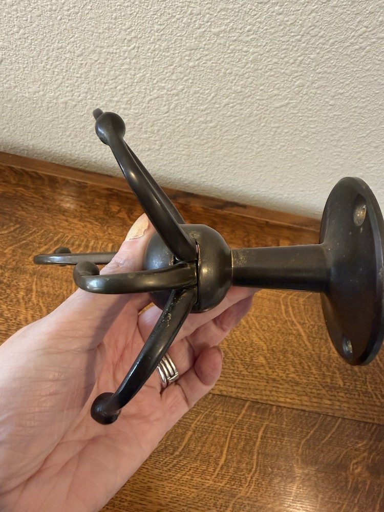 Antique Brass 3 Prong 6 Hook Holder Solid Brass Towels Wall Hooks Coat Rack