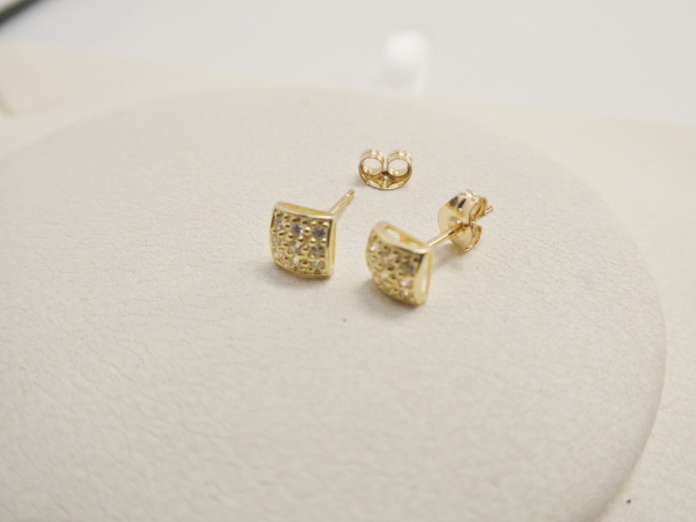 10K REAL SOLID YELLOW GOLD SQUARE PUSH POST EARRINGS