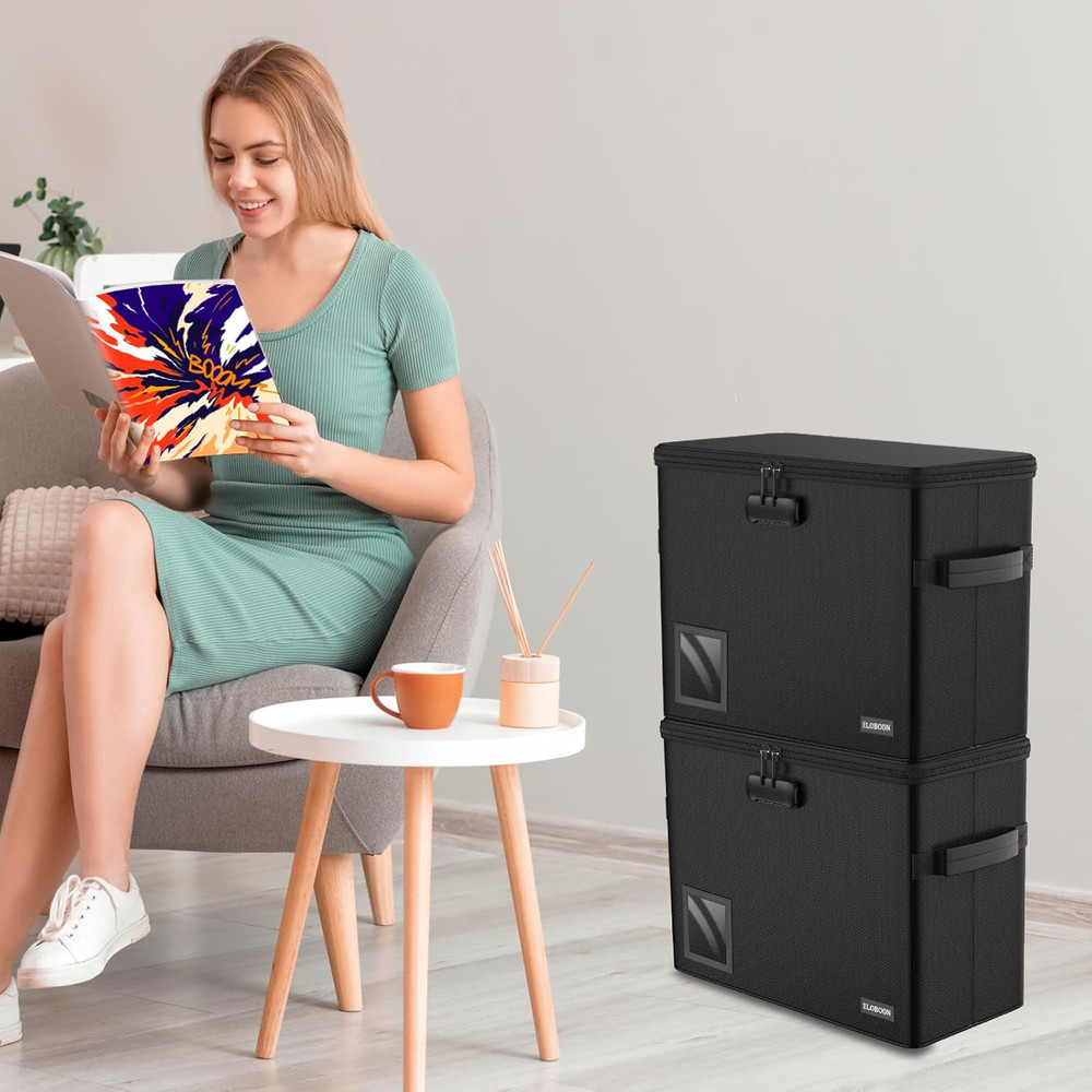 Comic Book Storage Box for 30 Comics, Fireproof Moistureproof Stackable Case